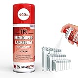 TFC Heizkörperlackspray – Glänzend Reinweiss, Acrylbasiertes Spray für Heizkörper und Wasserrohre, Einfache Anwendung, Hervorragende Deckkraft, Schnelltrocknend & UV-Beständig |2x 400ml