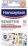 Hansaplast Sensitive Kids Wundverband (6 x 7 cm), besonders hautfreundliche Wundpflaster für mittlere bis größere oberflächliche Wunden, schmerzlos zu entfernendes Kinderpflaster