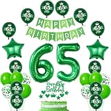deko 65 Geburtstag frauen grün,Geburtstagsdeko 65 jahre Mann ballon，Luftballons 65.Geburtstag frauen dekoration,Tortendeko 65 jahre Mann,Banner Happy Birthday Girlande,Folienballon 65 grün