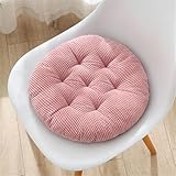 Hiseng Cord Sitzkissen Tatami Stuhlkissen Runde Weiches Baumwolle Dickes Matratzenkissen Bodenkissen Sitzpolster für Esszimmer Küche Terrasse Stuhl Bank (Rosa,50x50cm)