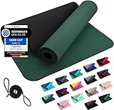 REFIT FITNESS Yoga Matte Perfect-Fit 190 x 60 x 0,6 cm GeckoGrip Sensi-Plus TPE Yogamatte Rutschfest Schadstofffrei Tragegurt Sportmatte Fitnessmatte Gymnastik Sport Pilates Sacramento Grün Schwarz