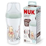 NUK Perfect Match Babyflasche | Ab 3 Monate | Passt sich dem Baby an | Temperature Control | Anti-Colic | 260 ml | BPA-frei | Silikontrinksauger, Medium | Disneys Winnie Puuh