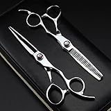 sjdoPulse Haarschneidemaschine, Friseurschere, Haarschneideschere, 6 Zoll, Professionelle Schere Aus Japanischem 440C-Stahl, Edelstein-Haarschere, Haarschnitt, Effilierschere, Friseurschere, S