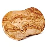 DAS OLIVENHOLZBRETT® Schneidebrett Olivenholz, Brotzeitbrett aus Holz mit naturbelassenem Rand, 45 cm
