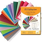 Paper24 Karten-Set, 25 bunte Faltkarten 12x17 cm in 25 unterschiedlichen Farben als Set, ideal zum Basteln, zu Weihnachten oder als Geschenkidee passend für DIN B6 Umschläge