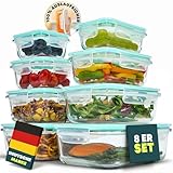 uandu Glasbehälter mit Deckel, 8- teilig, Meal prep Gläser, Frischhaltedosen Glas mit Deckel, Glasdosen mit Deckel Set, Meal prep Boxen Glas