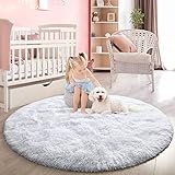 lightlux Shaggy Hochflor Teppich für Wohnzimmer Langflor Teppich Hochwertig Hohe Pflegeleicht Fadendichte Wasser Indoor Bodenmatte für Spielzimmer und Kinderzimmer (Schneewittchen, 153×153cm)