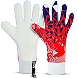 EFAH SPORTS Torwarthandschuhe für Kinder und Erwachsene mit gepolsterter Handfläche atmungsaktiven und starkem Griff Fußballhandschuhe (Red, Size 5 Suitable for 9 to 12 Years Old, Beidhändig)