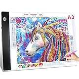 A3 Leuchttisch 5D Diamond Painting Zubehör, Guiseapue Dimmbar LED Licht Pad mit USB Kabel, Zeichenbrett für Diamant Painting, ​Malerei, Designen, Zeichnen Skizzieren, Tattoo, Künstler Geschenke