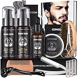 Bartroller,Bartpflege Set Mit Bart Roller Bartwuchsmittel Männer Commzon Bartroller Bartwuchs Beard Growth Kit Mit Bartshampoo Bartöl Bartbalsam Rasiermesser Bartbürste Bartkamm Bartschere