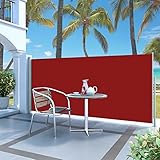 ShGaxin Ausziehbare Seitenmarkise, Windschutz Garten, Terrassen Sonnenschutz, Sonnenschutz Garten, Privat Sphären Wand, Balkon Sichtschutz, 140x300 cm Rot
