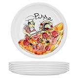 Van Well 6-er Set italienische Pizzateller groß ø 30,5cm Küchenchef – Porzellan XL Teller für Pizza & Pasta– Mikrowellen geeignet, spülmaschinenfest, stapelbar – Gastronomie- und zu Hause Geschirr