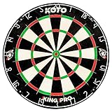 KOTO - King Pro Dartscheibe (Offizielle Turniermaße) Afrikanische Sisal & Borsten Dartscheibe, Inkl. Slim Wire Technologie, Klammer & Klammerfrei