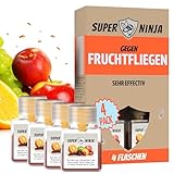 Super Ninja Fruchtfliegenfalle - Spar Pack - 4 Fallen - Hochwirksame Ökologische Fruchtfliegenfalle für Küche und Innenraum - Obstfliegenfalle - Bis zu 3 Wochen