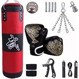 Boxsack Hängend,boxsack Set Erwachsene,15-in-1 Heavy Duty Boxsack, Mit dickerer Kette kann 360° gedreht werdenGeeignet für Muay Thai Boxen und Sparring(ungepolstert)(100cm)