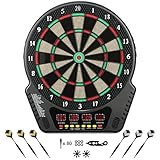 AJOXEL Elektrisches Dartboard, Innovativer Dartautomat mit 27 Spiele 243 Variationen - Dart für 1 bis 8 Spieler，6 Dartpfeile und 80 Soft-Tipps, geeignet für Partys und Spieleabende