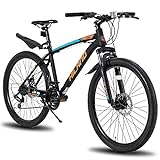 Hiland 26 Zoll Mountainbike MTB Fahrrad mit Stahlrahmen 21-Gang Disc-Brake Federgabel Radfahren Urban Commuter City Fahrrad Orange