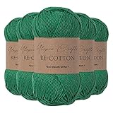Utopia Crafts Re-Cotton Strickgarn, 5 x 100 g (immergrün), Dunkelgrün (Evergreen)