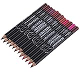 QiBest Lippenstift, 12 Farben, Lipliner, Lipliner-Stift, wasserfester Lipliner, Konturstifte mit Deckel, langanhaltende matte Lippenstift-Lippenliner-Palette