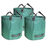 3er Set Gartensack -500L Gartenabfallsack mit extra verstärktem Boden -Heavy Duty Gartenarbeit Säcke, Rasen-Säcke, Wiederverwendbare Mülleimer, für Gras Laub Gartenabfall Grünschnitt