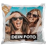 PR Print Royal Flauschigen Fotokissenbezug selbst gestalten - Kissenbezug personalisierbar mit Foto und Wunschtext, Geschenk zum Geburtstag | 40 x 40 cm - weiß-flauschig