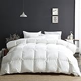 APSMILE Daunendecke 220x240 Ganzjahresdecke 100% Baumwolle Bettdecke 240x220 mit Gänsedaunen und Federn, Federbettdecke Dicke Füllung ohne Lebendrupf, Übergangsdecke für Doppelbett, Weiß