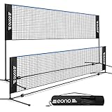 Amazon Brand - Eono Badmintonnetz, faltbares Nylonnetz, höhenverstellbarer Ständer und Tragetasche, leicht auf- und abbaubar, Ideales Sportnetz für Tennis, Badminton oder Volleyball