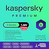 Kaspersky Premium Total Security 2025 | 3 Geräte | 1 Jahr +3 Monate Gratis | Anti-Phishing und Firewall | Unbegrenzter VPN | Passwort-Manager | Kindersicherung | 24/7 Unterstützung | Code per Email