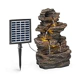 Blumfeldt Messina Kaskadenbrunnen Solarbrunnen Gartenbrunnen Zierbrunnen,Solarbetrieb,4 Kaskadenstufen,Indoor & Outdoor,Solarpanel: 9 V / 2,8 W / 17,5 x 14 cm,frostbeständig