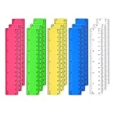AIEX 15 Stück Farbiges Transparentes Lineal, 15 cm 6 Zoll Gerades Lineal mit Zentimetern und Zoll Plastiklineale für Schule Klassenzimmer Zuhause Büro (Verschiedene Farben)