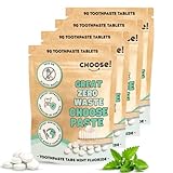 CHOOSE Zahnputztabletten – Family Box 360 Tabs | Tabletten von natürliche Zahnpasta 6 Monate Vorrat | Plastikfrei Zähneputzen, vegan und umweltfreundlich | Nachhaltige Zahnpasta Tabletten mit Flurid