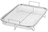 Spetebo Edelstahl Backofen Grillkorb mit Griffen - 32 x 23 cm - Backkorb für fettarmes Garen - Metall Ofen Grill Pommes Gitter Back Korb Spülmaschinen geeignet