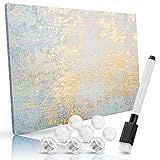 Wiaret Magnettafel Memoboard Magnetpinnwand für jede Art von Magneten zum Beschriften - 60x40 cm Notiztafel div. Designs, Tafel abwaschbar mit 5 Magneten & Stift