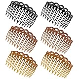 COMNICO 6 Stück Französische Haarseitenkämme Seitenkämme Haarkamm Accessoires für Frauen 3 Farben Dekorativer Kamm aus Kunststoff Haarspangen mit Zähnen für Brautschleier für verschiedene Frisuren