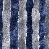 Moritz Flauschvorhang aus Chenille 56 x 185 cm blau grau Türvorhang als Fliegenschutz Insektenschutz für Camping Wohnwagen