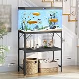MAHANCRIS Aquariumständer, 20 L Aquarium Unterschrank, Aquariumregal, 2-stöckiger Aquarium Tisch, Fischtankständer mit Ablage, 204 kg belastbar, 61 x 30 x 62 cm, Schwarz AFTBK2001