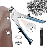 Ösenzangen Set Profi Ösenzang Set mit 200 10mm Ösen, Magnetische Ösenpresse mit Lochstanze, Edelstahl Magnetische Ösenstanze für Leder Planen Stoffe und Gürtel