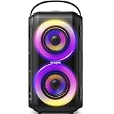 W-KING Bluetooth Lautsprecher mit 2 Vollfrequenztreiber– Superbass, Bluetooth Box Musikbox Party Lautsprecher mit 80 W und LED-Beleuchtung, 105dB-Sound, IPX5, 24 Stunden, U-Disk, TF-Karte, AUX, EQ