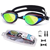 UTOBEST Optische Schwimmbrille mit Sehstärke, Kurzsichtig Schwimmbrillen -1.5 bis -6.0, UV-Schutz, Anti-Beschlag,wasserdichte Hülle,Ohrenstöpsel,austauschbare Nasenstege,für Männer,Frauen,Kinder