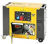 Pro-Lift-Montagetechnik Silent Stromaggregat 5500W 230V + 400V Stromerzeuger 4-Takt-Dieselmotor luftgekühlt Starkstrom Eletro-Starter Generator leise Diesel Notstromaggregat 5,5kW