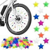 Feliciay 72 Stück Speichen Perlen Kinder,Speichen Reflektoren Sterne,Kunststoff Fahrrad Rad Perlen,Reflektierende Speichenklicker,für Mädchen und Jungen Fahrrad Speichen Dekoration