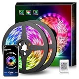 LED Strip 20m, Bluetooth LED Streifen 20m RGB LED Lichterkette Streifen Licht mit Fernbedienung und App,16 Mio. Farben, RGB LED Strip Beleuchtung Leiste Band für Schrankdeko, Zuhause