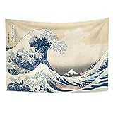YONGFOTO 100x70cm Ukiyo-e Tapisserie Berg Fuji 36 Ansichten Zimmer Wandbehang die große Welle vor Kanagawa Landschaft Wandkunst Japanisch Traditionelle Malerei Toyo-Stil Tapisserien