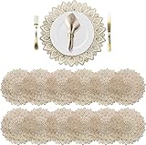 WUWEOT 12 Pack 38cm Gold Vinyl Tischsets, Metallic Platzdeckchen Gold Runde Tischsets Hitzebeständig Küche Esstisch Matten für Weihnachten Thanksgiving Hochzeit Tafelaufsatz Dekoration