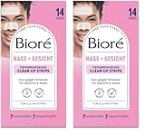 Biore Tiefenreinigende Clear-up Strips - 1 x 14 Stück - Gesicht (7 Strips) und Nase (7 Strips) – Entfernen Mitesser und Unreinheiten von Gesicht und Nase - Alle Hauttypen (Packung mit 2)