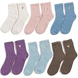 6 Paar flauschige Socken in Herzform, kuschelige Wintersocken, dick, flauschig, Hausschuhsocken für Damen, Teenager, Mädchen, Set 1, Einheitsgröße