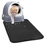 vsshe Katzenklo Matte, 30x45cm Katzenmatte Schwarz, Honeycomb Double Layer Non-Slip Katzenstreu Matte, Katzenklomatte, Wasserdicht und Urin Proof katzen matte für Litter Catcher, Cat Litter Mat Streu