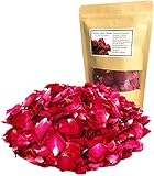DoraMagic 50g Getrocknete Rosenblätter Rot, Natürliche Echte Getrocknete Blütenblätter Für Bad, Spa, Hochzeit, Konfetti, Handgemachte DIY, Seife Kerze Harz Schmuck, Deko