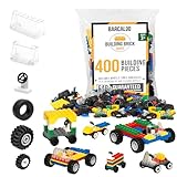 Barcaloo 400 Stück Räder und Achsen Sets, Bausteine Autoteile und Teile Kit - Auto Bauset mit Rädern, Achsen & Windschutzscheiben und Bonus Bricks