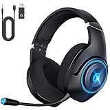 KAPEYDESI Gaming Headset Wireless, Gaming Kopfhörer Kabellos mit Abnehmbares 3D-Stereomikrofon, Bluetooth 5.2 und 3,5 mm Adapterkabel, Over-Ear Headset für PS5 PS4 PC und Xbox Series Gamer